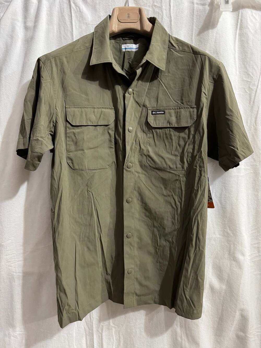 Columbia Canyon Gate Utility Short Sleeve Shirt Mens M Green Omni-Shield New
